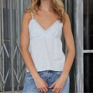 Brandi Melville Striped White Adjustable Straps Tank Top Shirt Cotton Camisole M